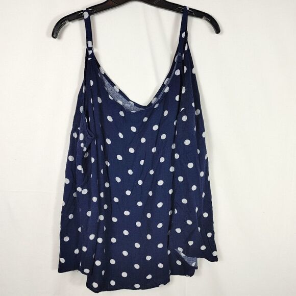 Torrid AVA - NAVY POLKA DOT STRETCH WOVEN CAMIPlus Size Women's Size 4 4X.Armpi - Picture 5 of 5